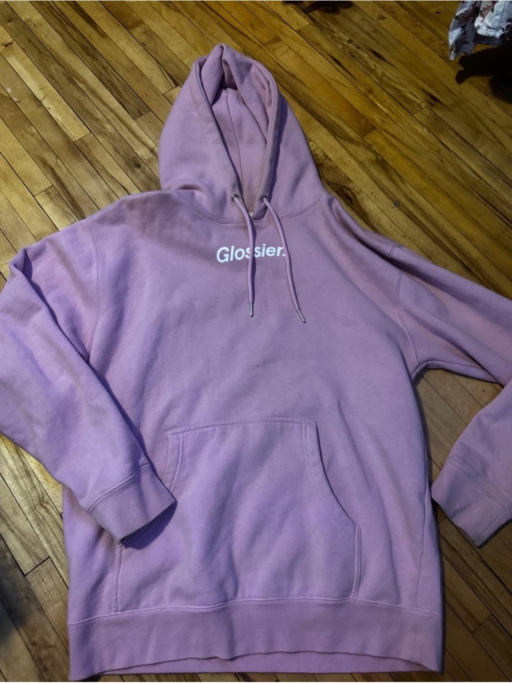 Glossier Lavender Pink Hooded Sweatshirt - Women Sweater